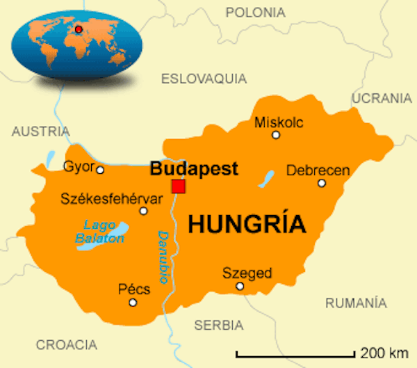 Mapa Hungría