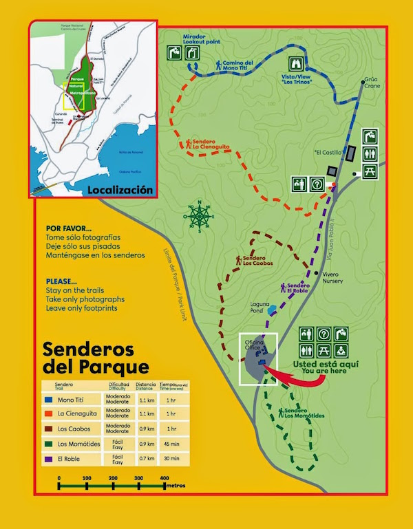 Mapa senderos Parque Metropolitano