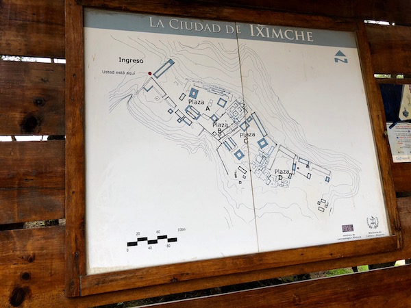 Mapa ciudad de Iximché.
